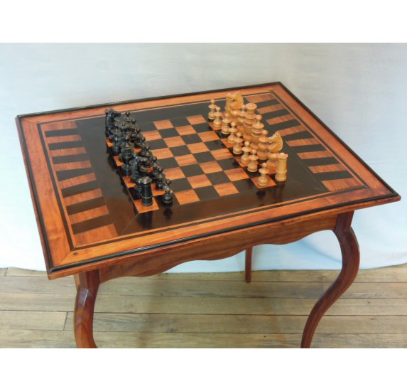 Padouk and ebony chess table, eighteenth century