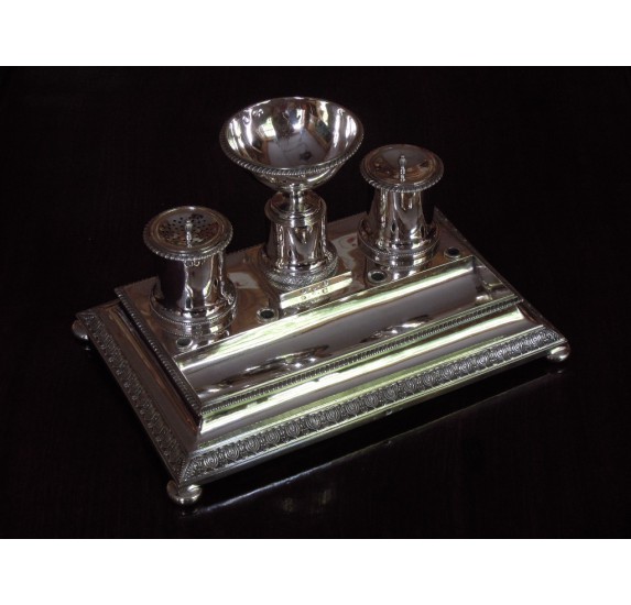 Sterling silver inkwell, french first Empire