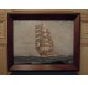 Navy painting : 4 masts square sailboat signed Pierre Forest