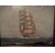 Navy painting : 4 masts square sailboat signed Pierre Forest