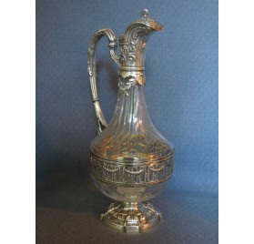 Silver and crystal ewer, Louis XVI style