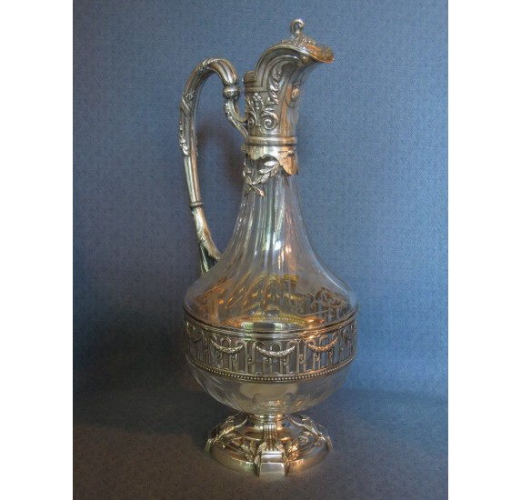 Silver and crystal ewer, Louis XVI style