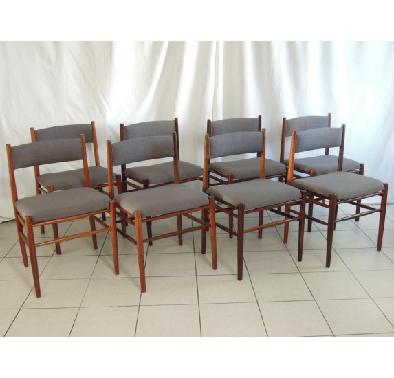 Set of 8 rosewood dining chairs, scandinavian style