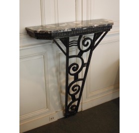 Entrance Art Deco console, marble and iron