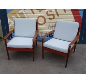 Pair of danish teak armchairs, designed by Grete Jalk