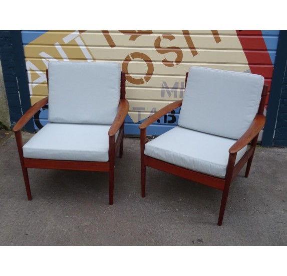 Pair of danish teak armchairs, designed by Grete Jalk