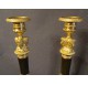 Pair of Empire gilded bronze candlesticks