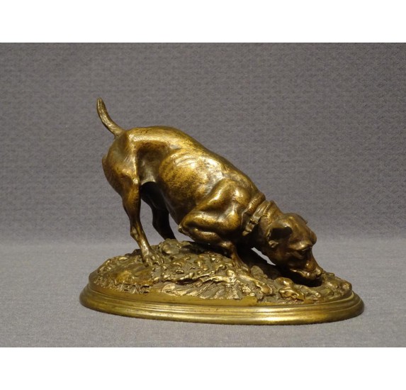 Chien ratier en bronze de Pierre-Jules Mêne