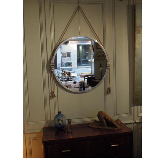 Sold Large Art Deco Aluminium Mirror With A Round Shape