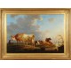Painting by Jean-Baptiste De Roy: cows in the meadow