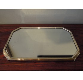 Plateau de service Art Déco miroir et métal argenté