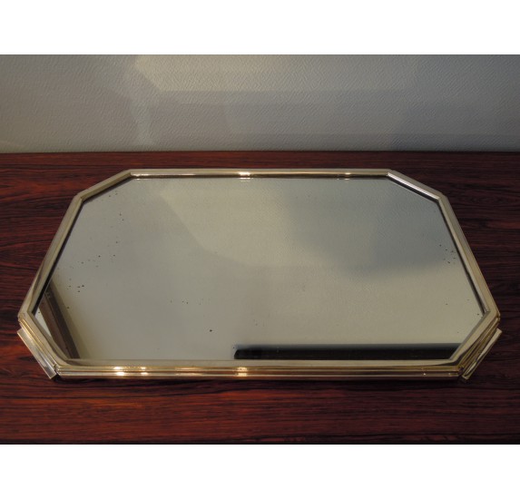 Art Deco serving tray, mirror and silver plated metal