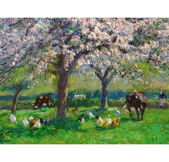 Apple blossoms in Normandy by Louis Edouard Garrido