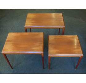 Johannes Andersen teak nesting tables for CFC Silkeborg