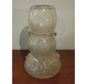 Vase Schneider en verre bullé, modèle aux cordons