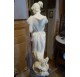 Tall white marble sculpture of Ezio Ceccarelli, young girl with the letter