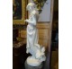 Tall white marble sculpture of Ezio Ceccarelli, young girl with the letter