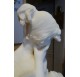 Tall white marble sculpture of Ezio Ceccarelli, young girl with the letter