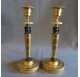 Pair of Empire period candlesticks, return from Egypt