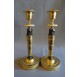 Pair of Empire period candlesticks, return from Egypt