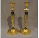 Pair of Empire period candlesticks, return from Egypt