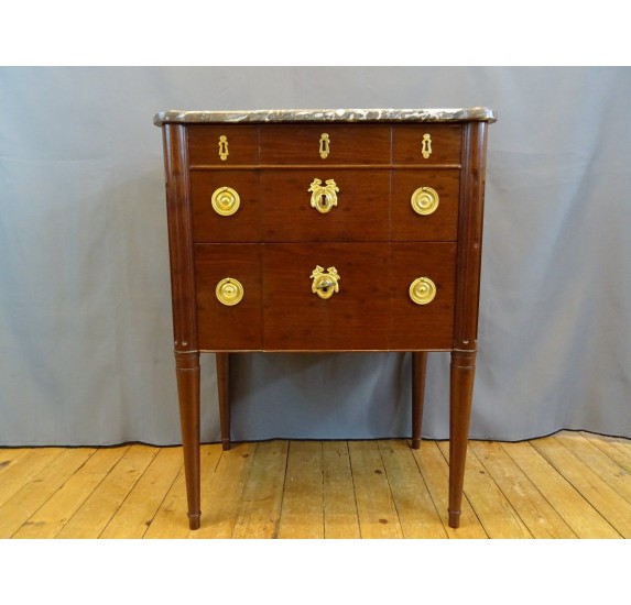 Small mahogany chest of drawers, Louis XVI period stamped by Fidelis Schey