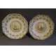 Pair of Moustiers earthenware medallion plates