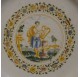 Pair of Moustiers earthenware medallion plates