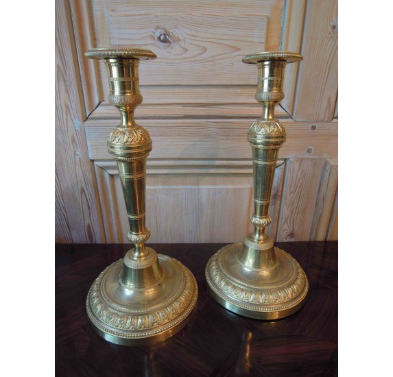 Pair of gilt bronze candlesticks Louis XVI period