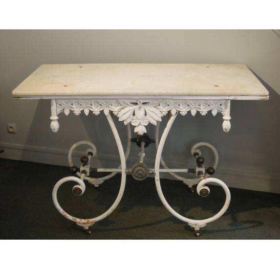 Late 19th century cast iron and marble butcher's table