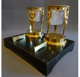 Writing set in lacquered and gilded bronze, Empire period