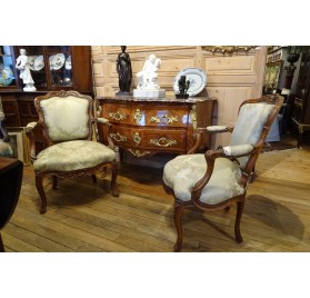 Pair of cabriolet armchairs stamped by Pierre Nogaret