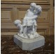 White marble sculpture: Child Bacchus, two fauns and a panther