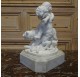 White marble sculpture: Child Bacchus, two fauns and a panther