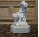 White marble sculpture: Child Bacchus, two fauns and a panther