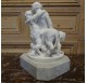 White marble sculpture: Child Bacchus, two fauns and a panther