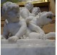 White marble sculpture: Child Bacchus, two fauns and a panther