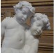 White marble sculpture: Child Bacchus, two fauns and a panther