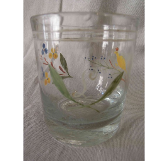 Verre normand XVIIIe émaillé et monagrammé L