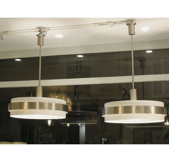 Pair of modernist chandeliers by Jean Perzel