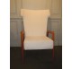 Scandinavian beech armchair with high back "wingback" type