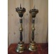 18th century italian (?) candle holders, gilded copper and silver