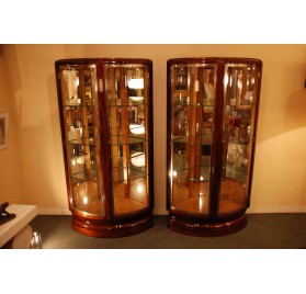 Pair of Art-Deco corner display cabinets by Maurice Rinck