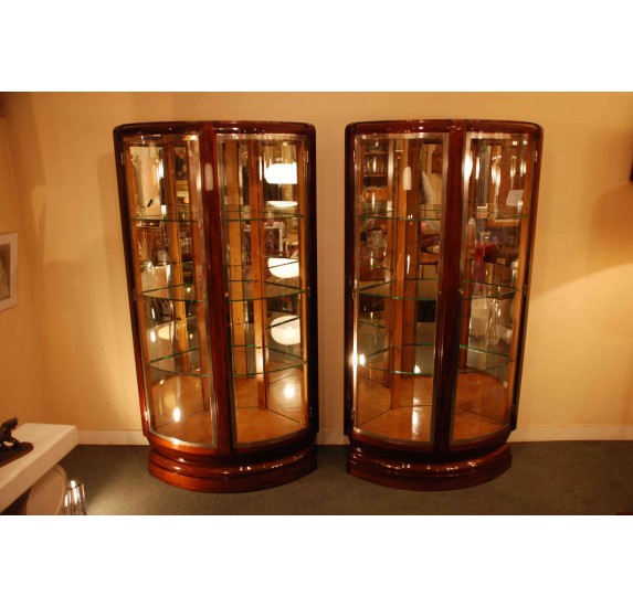 Pair of Art-Deco corner display cabinets by Maurice Rinck