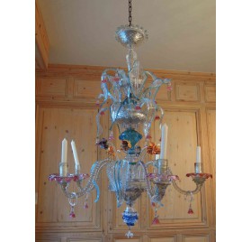 Lustre cinq branches en verre de Murano