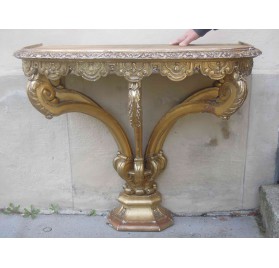 Italian 5 feet console, in gilded wood