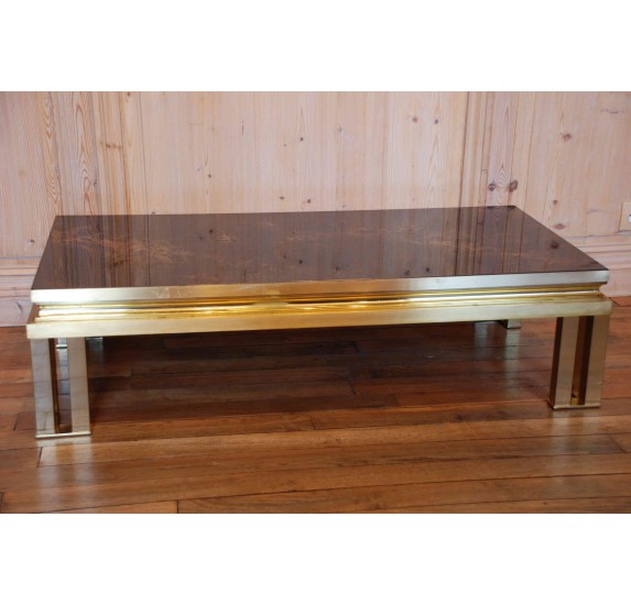 Bronze and gilded glass coffee table, Art Deco style