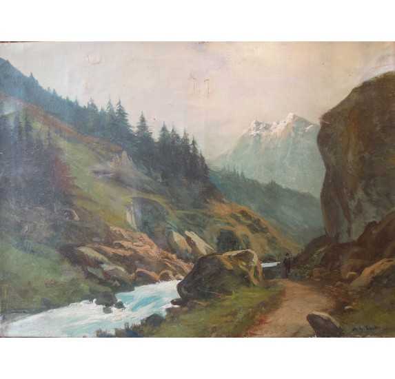 WIBAULT Marcel (1905-1998), Paysage de montagne et aiguilles enneigées.