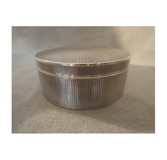 Sterling silver round box guilloche