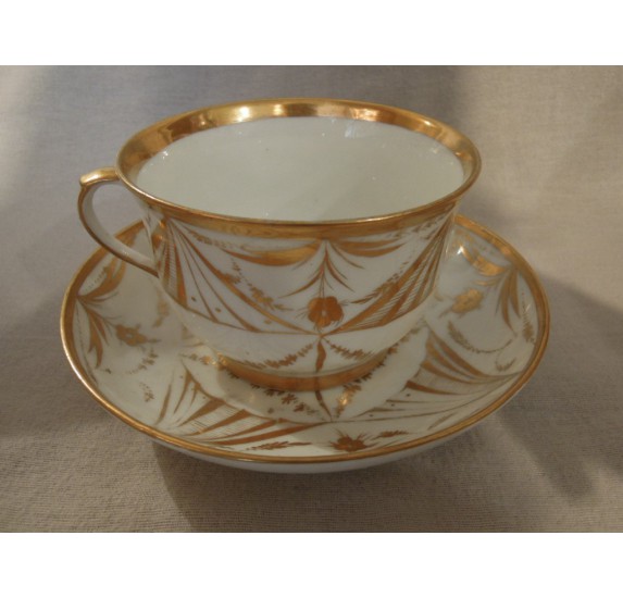 Cup and saucer, Paris porcelain, 19th century